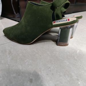 Green Heel shoes cum sandle