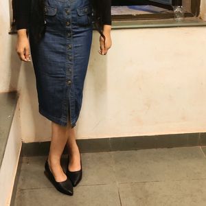 Denim Midi Skirt| Small To Medium