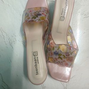 Crystal Flower Heel Nude Peach Women Footwear 👠👡