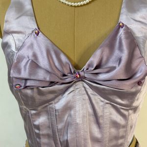 Pinteresty Lavender Boned Corset Top