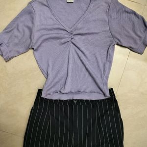 SSS Lavender/Purple V Neck Crop Top