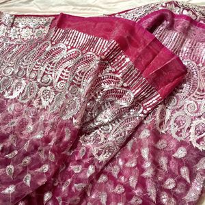 Pink Designer Heavy Work Saree (Women)