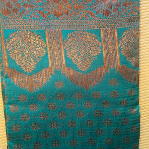 Banarasi Silk Blend Saree (Peacock Green)