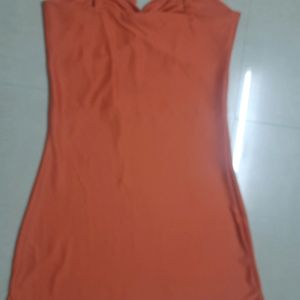 orange casual mini tie up dress