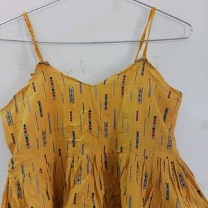 Yellow Cut Sleeve Top For Women