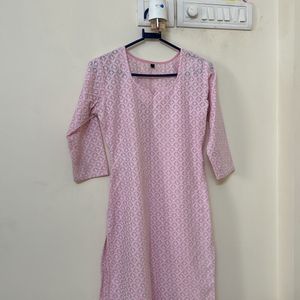 UNUSED Chikan kari Pastel Pink Kurta