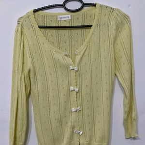 Boe Button Lime Green Cardigan