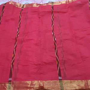 Cotton silk red saree