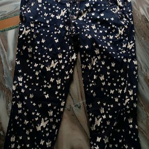 Black Butterfly Denim Capri