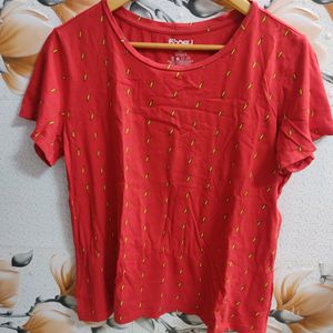 Honey By Pantaloons Pure Cotton Printed Red Top