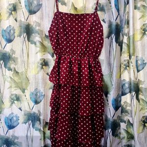 Maroon Polka Dot Dress