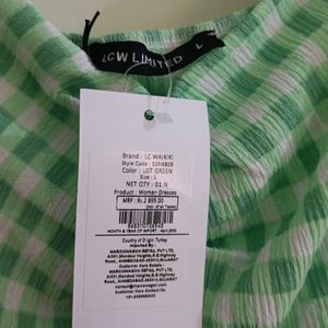 Price Crash Sale - Checked V Neck Empire Dress