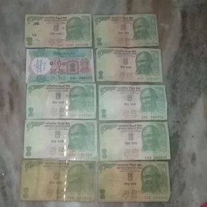 Old 5rs Notes Total 10 Piece