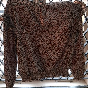 Cheetah Print Round Neck Full Sleeve Top