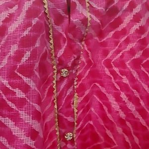 Pretty pink straight kurta with linning