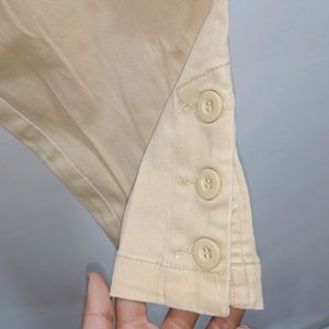 Beige Cropped Cargo Pants Women