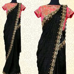 Party Wear Black Saree