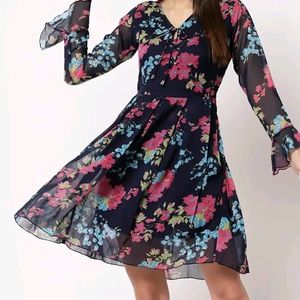 Pretty Pink And Blue Floral Dress