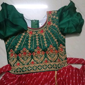 Red And Green Colour Umbrella Dress