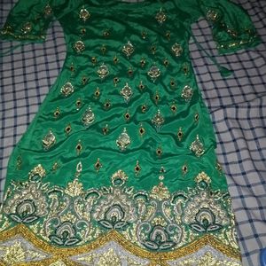 Green Kurti Plazzo Set With Dupatta