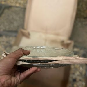 3 Unused Floral Transparent Glass Plates