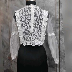 White Lace Long Sleeve Top