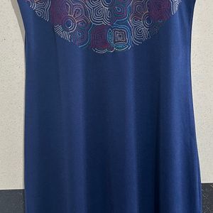 Global Desi Women Blue Solid Maxi Dress