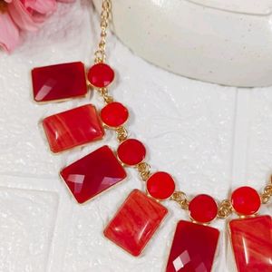 Shades Of Red Statement Necklace