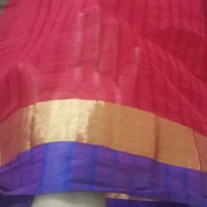 Red Chanderi Cotton Saree