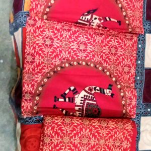 Bombay Hyies Cotton Fabric Red Designed Bed Sheet