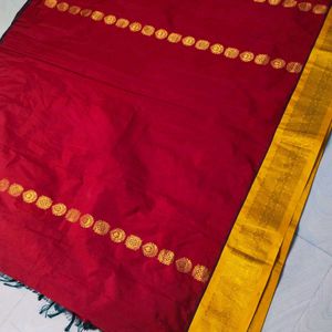 Red Colour Banarasi Silk Gadwal Design Saree