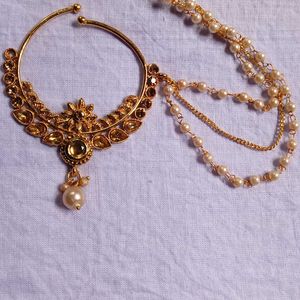 Lalso Jewellery Pearl Chain Nosepin