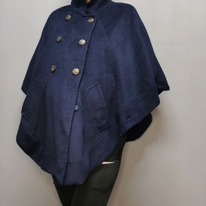 Imported Blue Poncho Coat