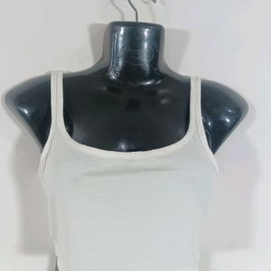 White Plain Casual Crop Top (Women)