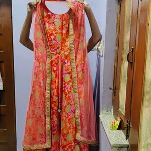 Floor Touch Gown With Jacket And Dupatta