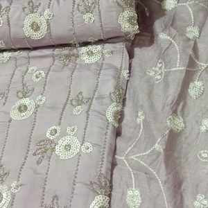 Lavender Chanderi Cotton Dress Material,Suit