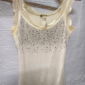 Elegant Cream Color Top with Studded Detailing