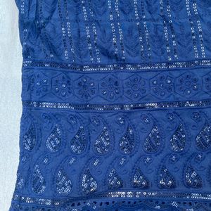 Chikankari Navy Blue Kurti