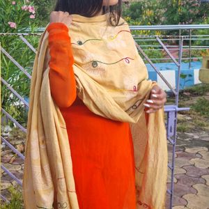 Orange Plain Georgette Suit.