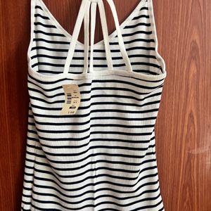 White And Navy Blue Lining Camisole