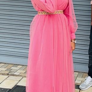 Baby Pink Net Full Gown