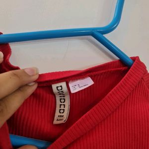 Divided women red top