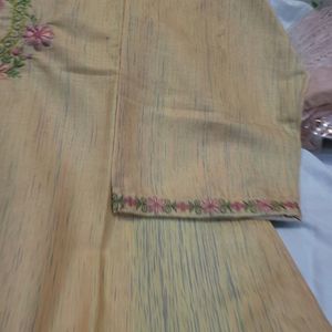 Khadi Cotton Suit With Organza Dupatta