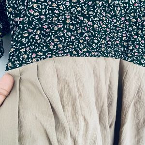 Green&cream Colour Dress