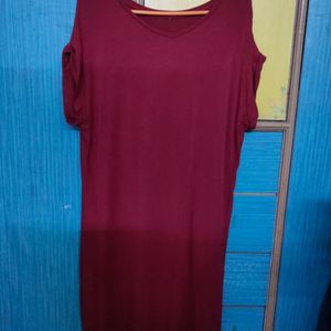 Straight Fit Maroon Shirt Dress