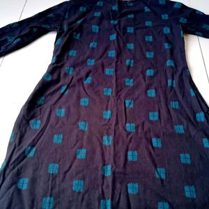 Black And Teal Blue Printed Kurta From Janasya