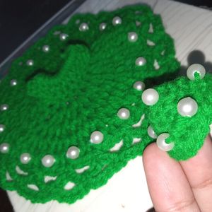 Green Handmade Crochet Ladoo Dress☘️