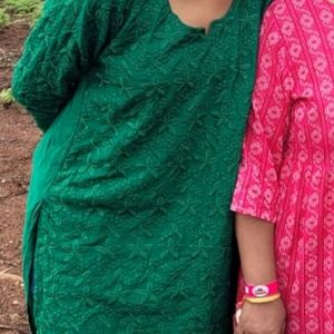 Green Embroidery Kurta