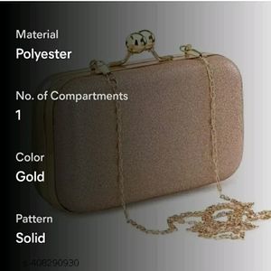 Trendy golden women's clutch With Chain