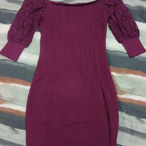 Bodycon Burgundy Colour Party Dress